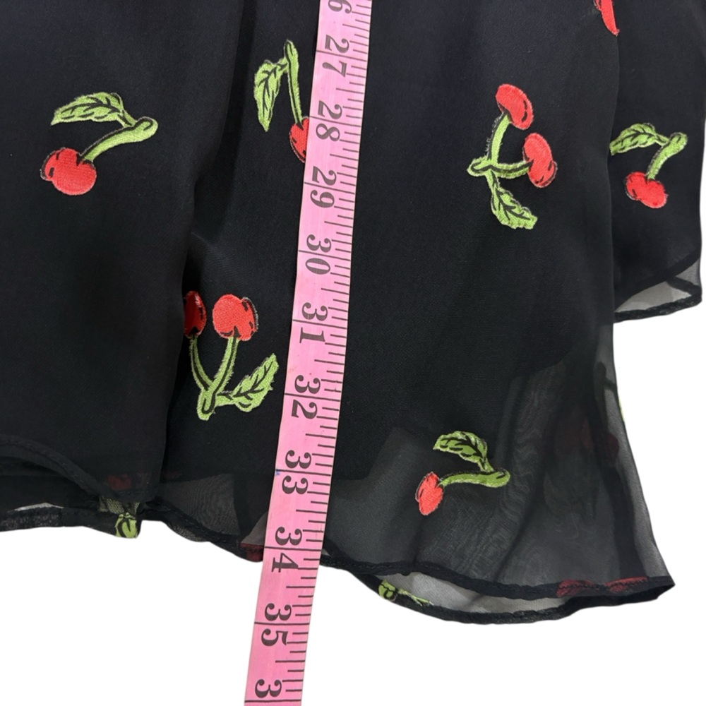 For Love & Lemons Women's Cherry Twist Mini Dress black cherry print S - Picture 11 of 11